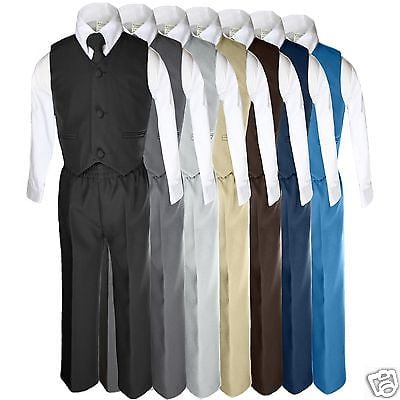 Baby Toddler Kid Teen Boy Wedding Easter Formal Party Vest Suit Gray Silver S-20